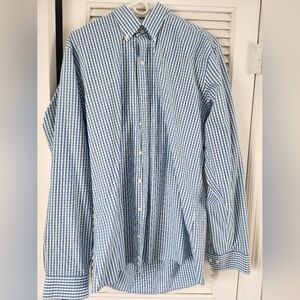 Buttoned Down Mens Dress Shirt Blue Plaid XLT